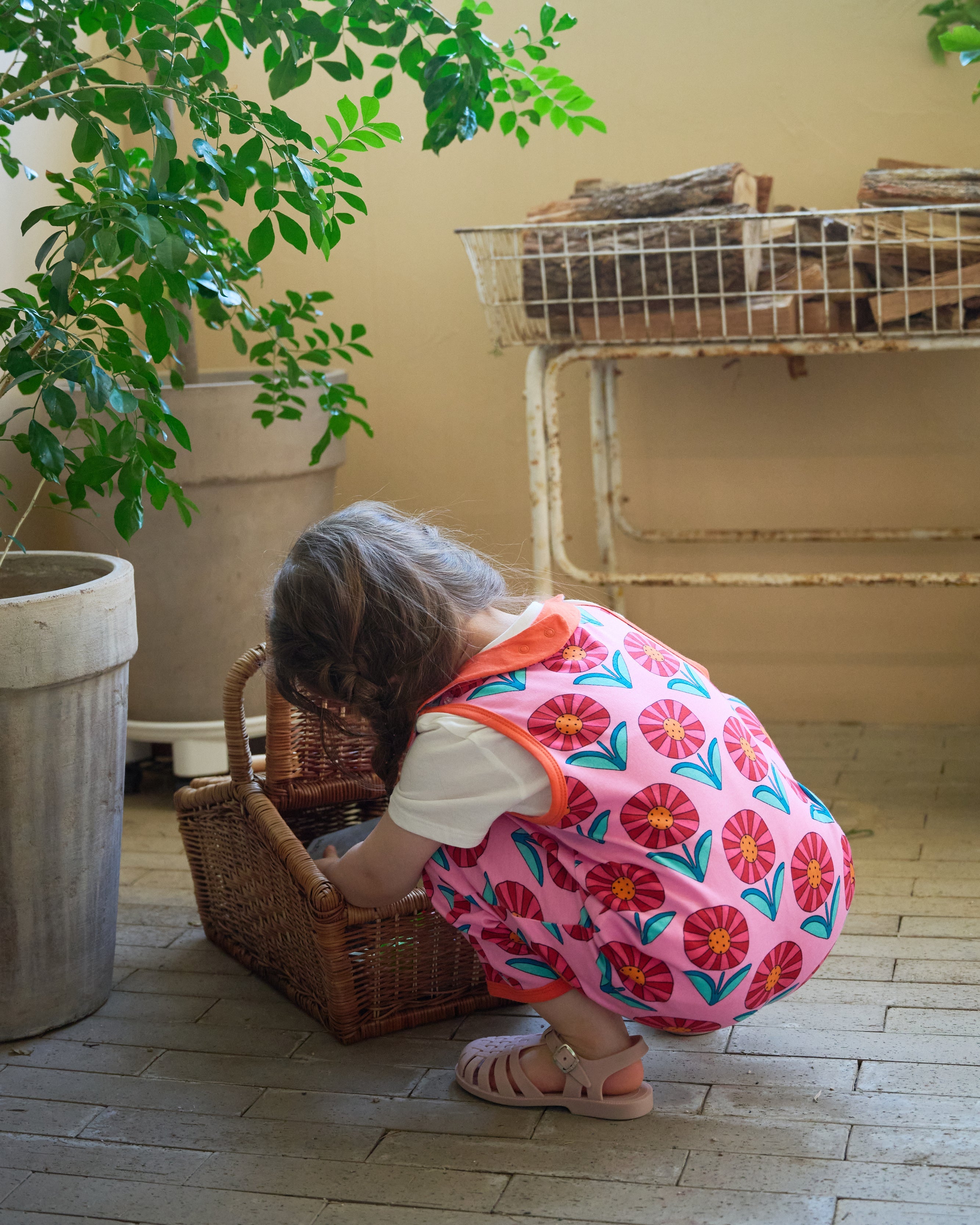 organic cotton - Kai Short Dungarees - Sunny Flower - Dungarees - Ameelo - baby kids clothing