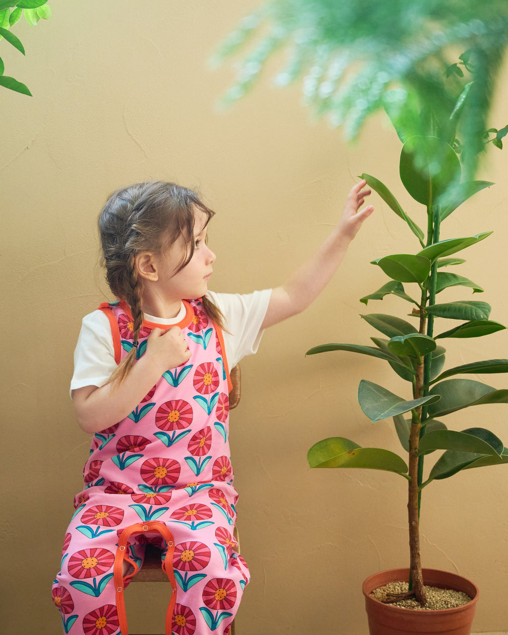 organic cotton - Kai Short Dungarees - Sunny Flower - Dungarees - Ameelo - baby kids clothing