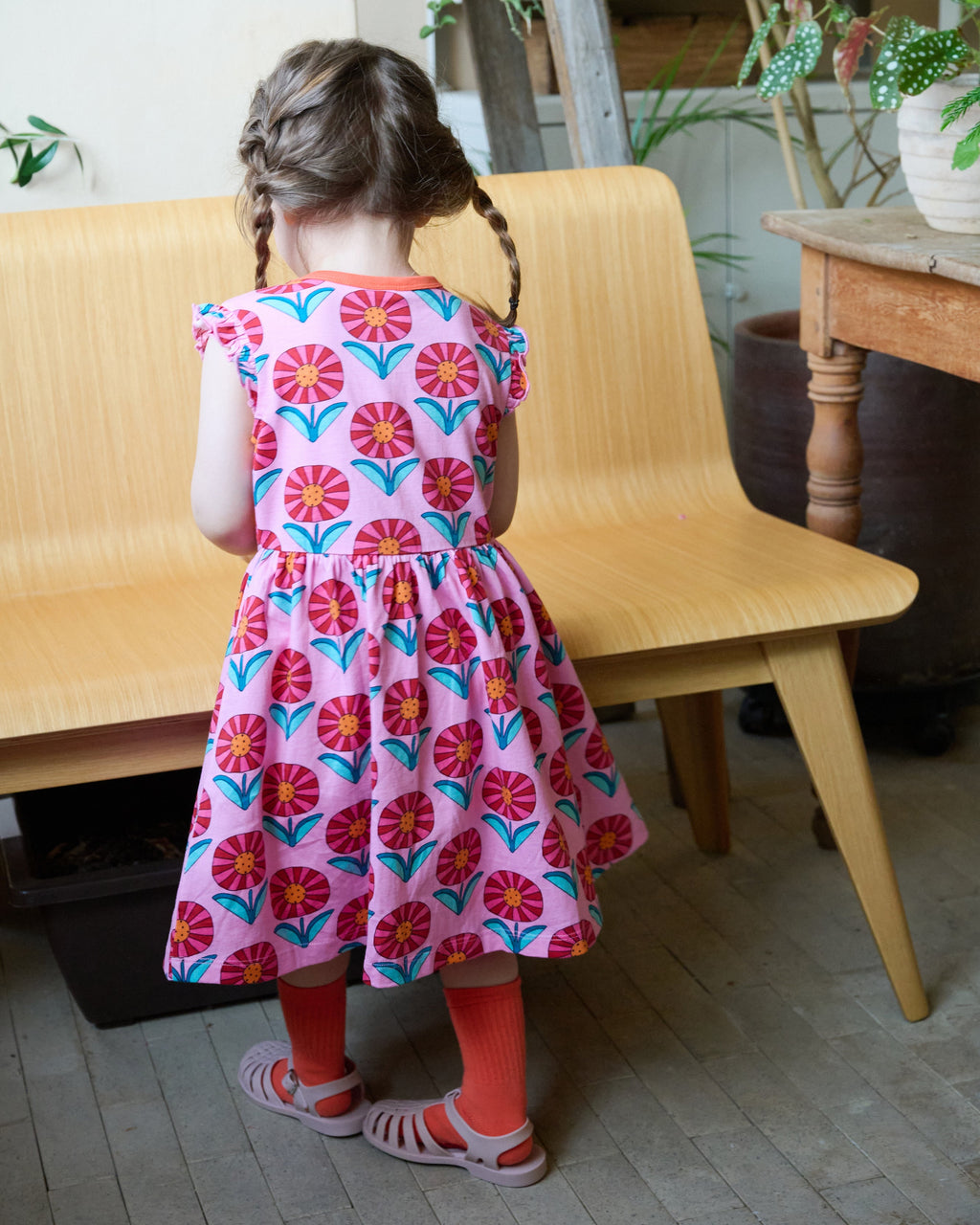 organic cotton - Nina Angel Sleeve Dress - Sunny Flower - Dress - Ameelo - baby kids clothing