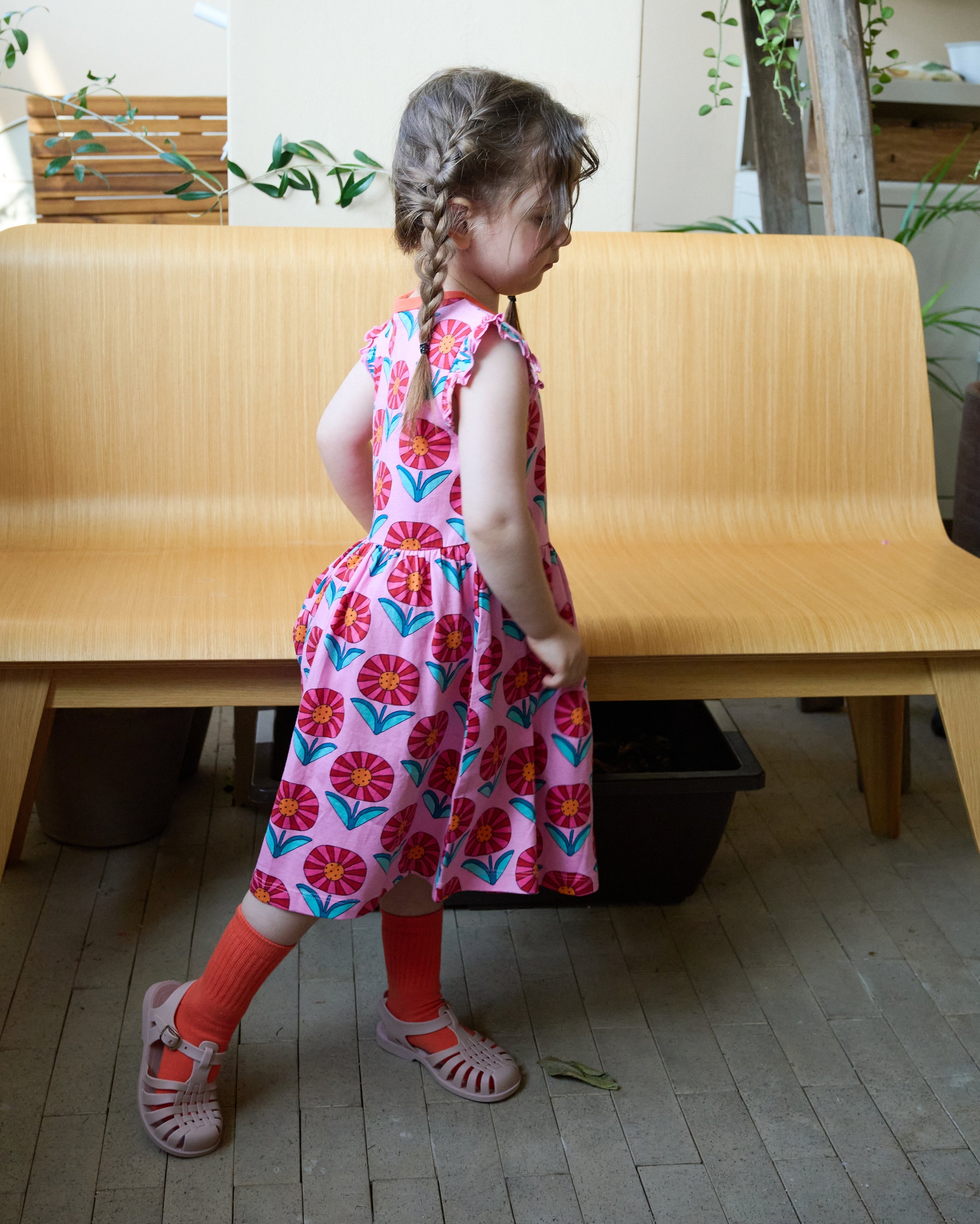 organic cotton - Nina Angel Sleeve Dress - Sunny Flower - Dress - Ameelo - baby kids clothing