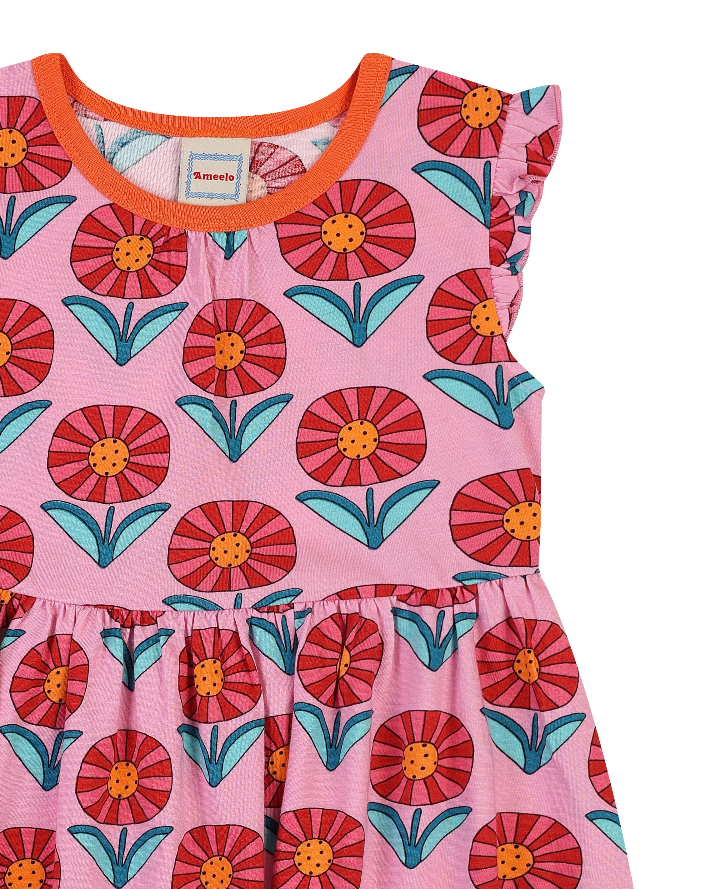 organic cotton - Nina Angel Sleeve Dress - Sunny Flower - Dress - Ameelo - baby kids clothing