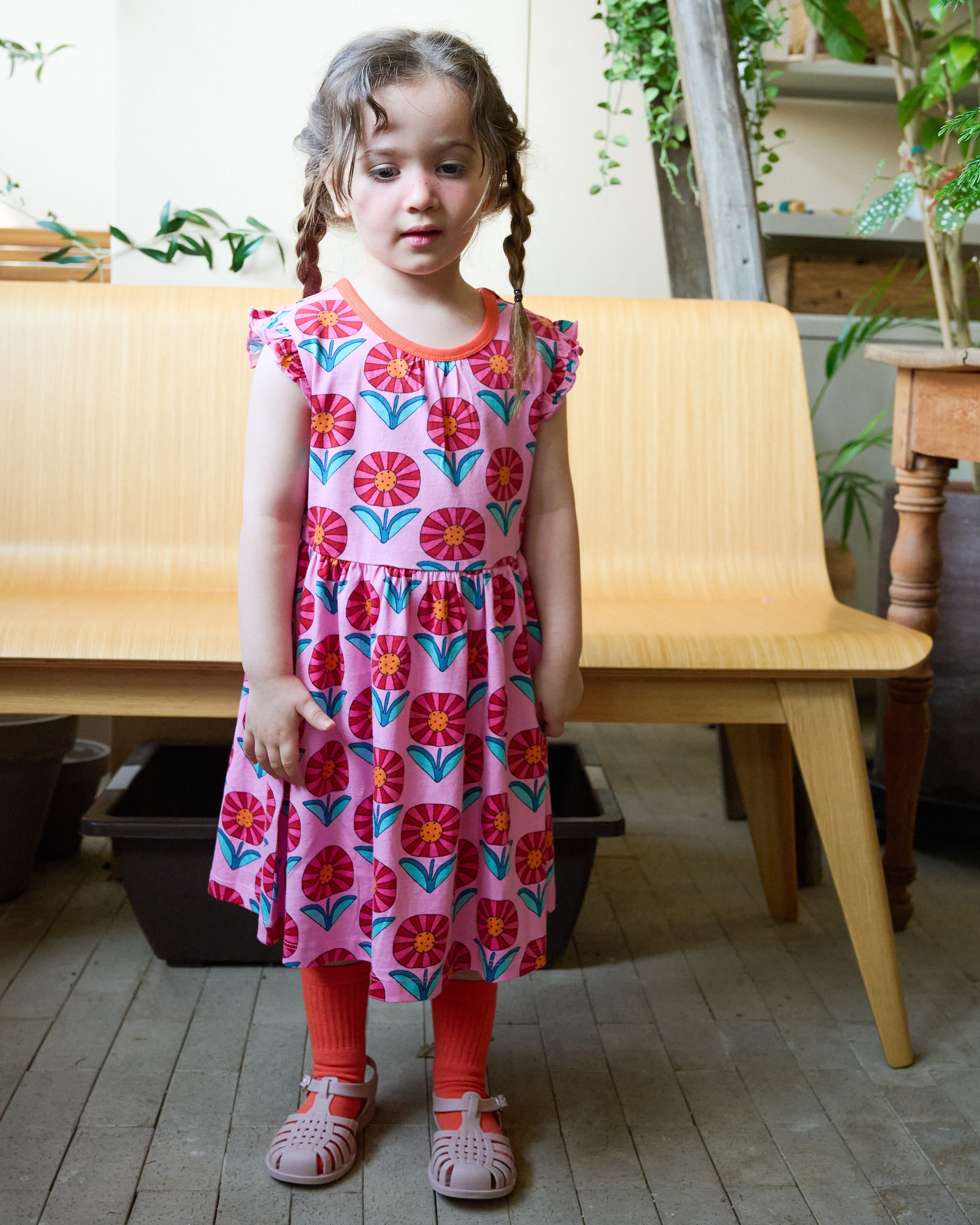 organic cotton - Nina Angel Sleeve Dress - Sunny Flower - Dress - Ameelo - baby kids clothing