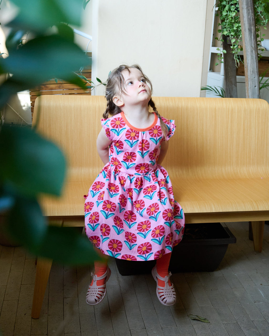 organic cotton - Nina Angel Sleeve Dress - Sunny Flower - Dress - Ameelo - baby kids clothing