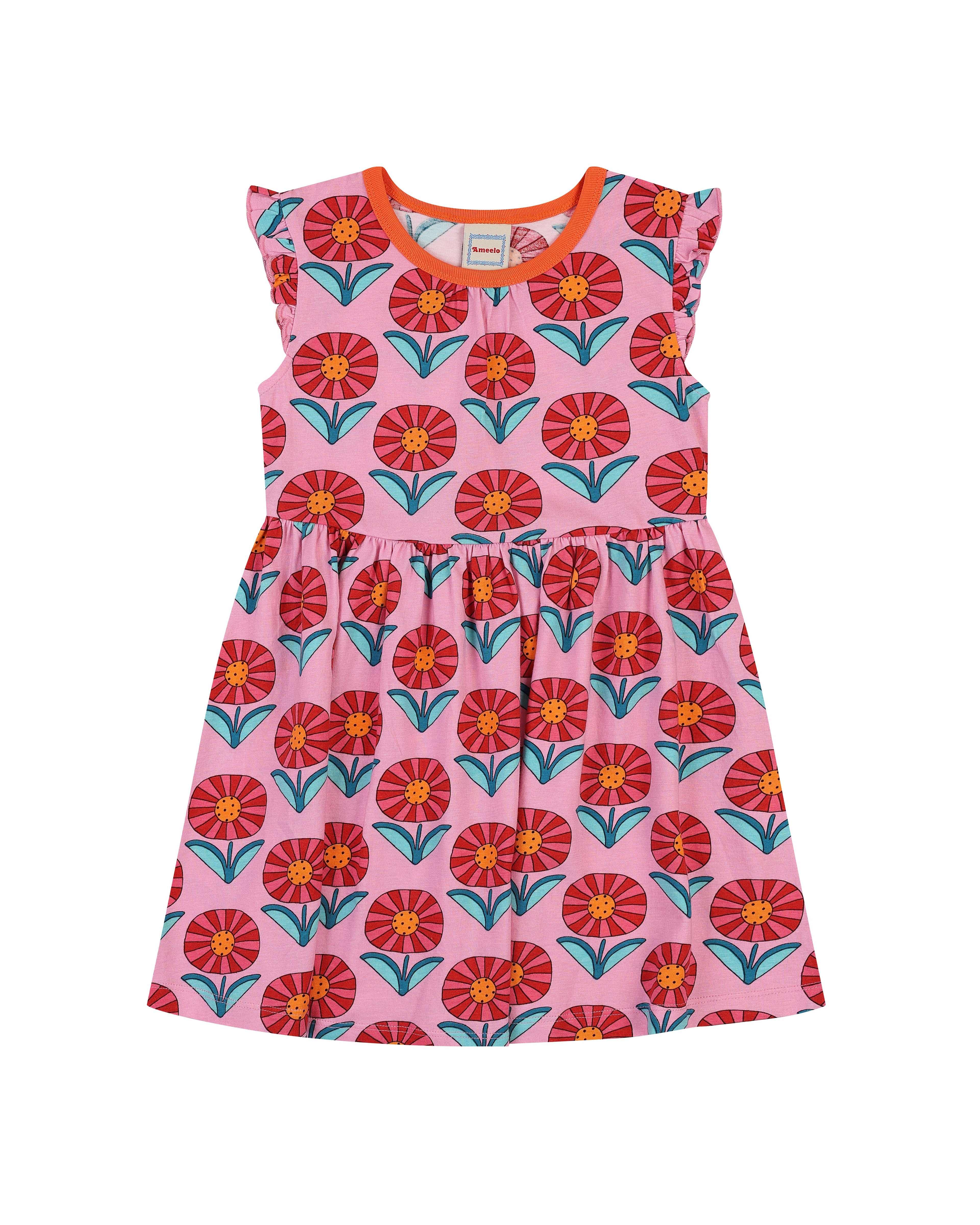 organic cotton - Nina Angel Sleeve Dress - Sunny Flower - Dress - Ameelo - baby kids clothing