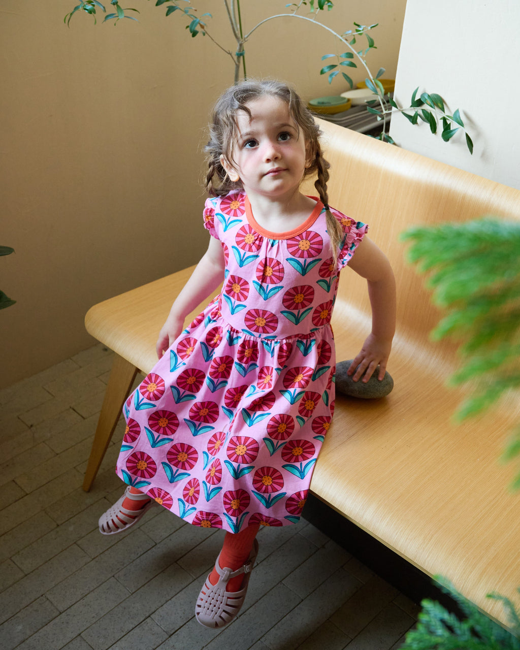 organic cotton - Nina Angel Sleeve Dress - Sunny Flower - Dress - Ameelo - baby kids clothing