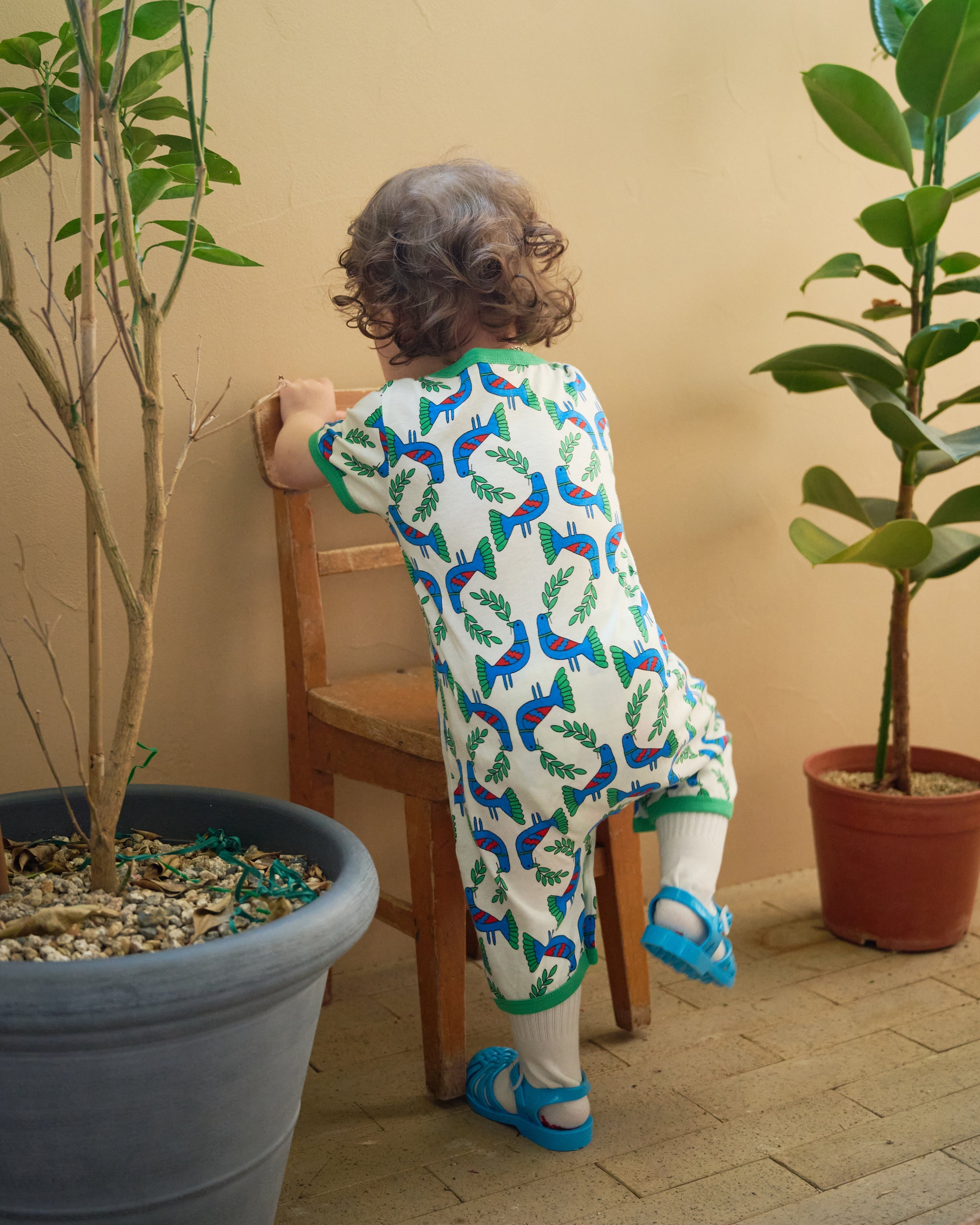 organic cotton - Nyra Short Sleeve Romper - Blue Bird - Romper - Ameelo - baby kids clothing