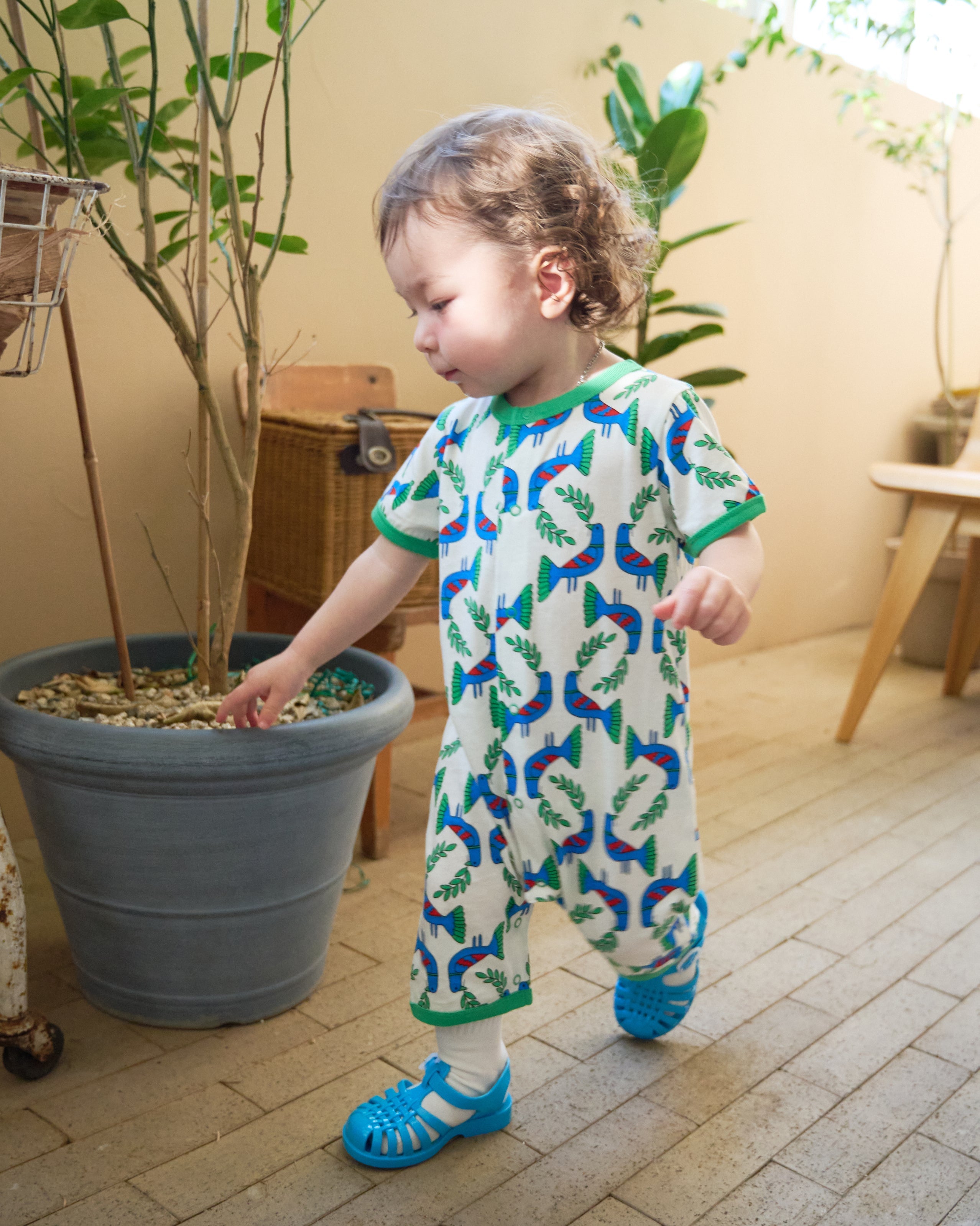 organic cotton - Nyra Short Sleeve Romper - Blue Bird - Romper - Ameelo - baby kids clothing