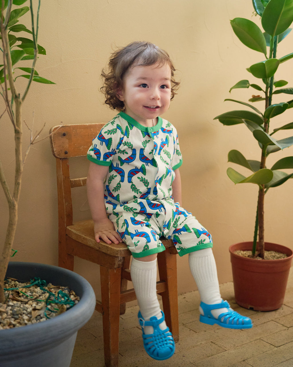 organic cotton - Nyra Short Sleeve Romper - Blue Bird - Romper - Ameelo - baby kids clothing