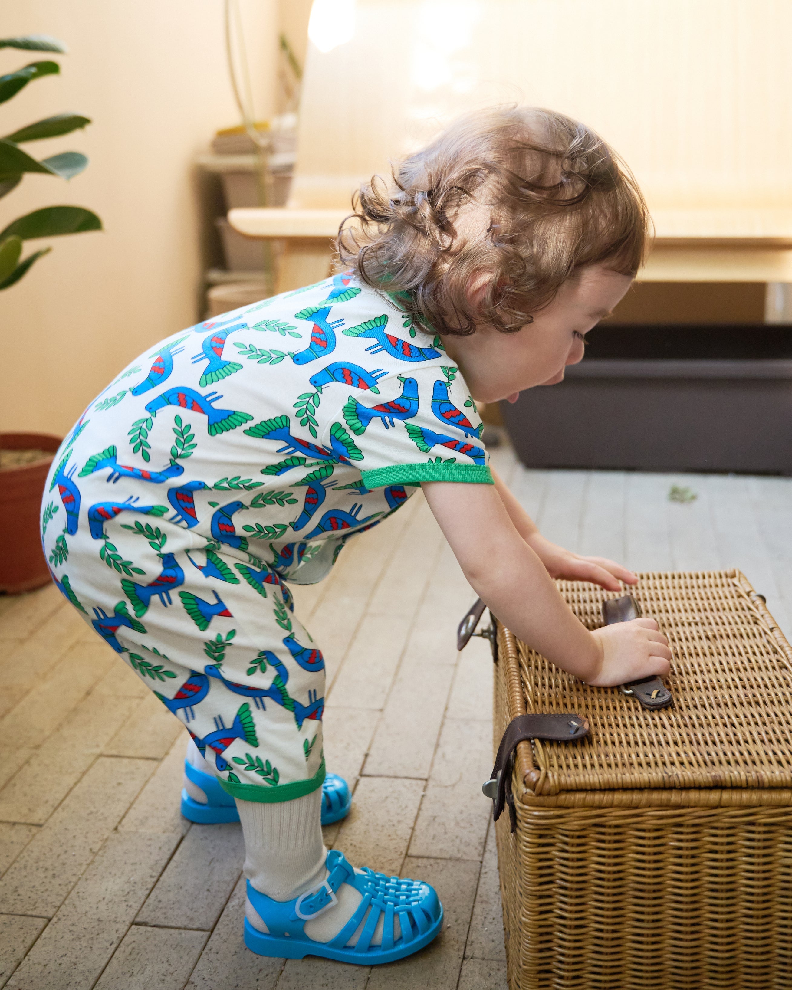 organic cotton - Nyra Short Sleeve Romper - Blue Bird - Romper - Ameelo - baby kids clothing