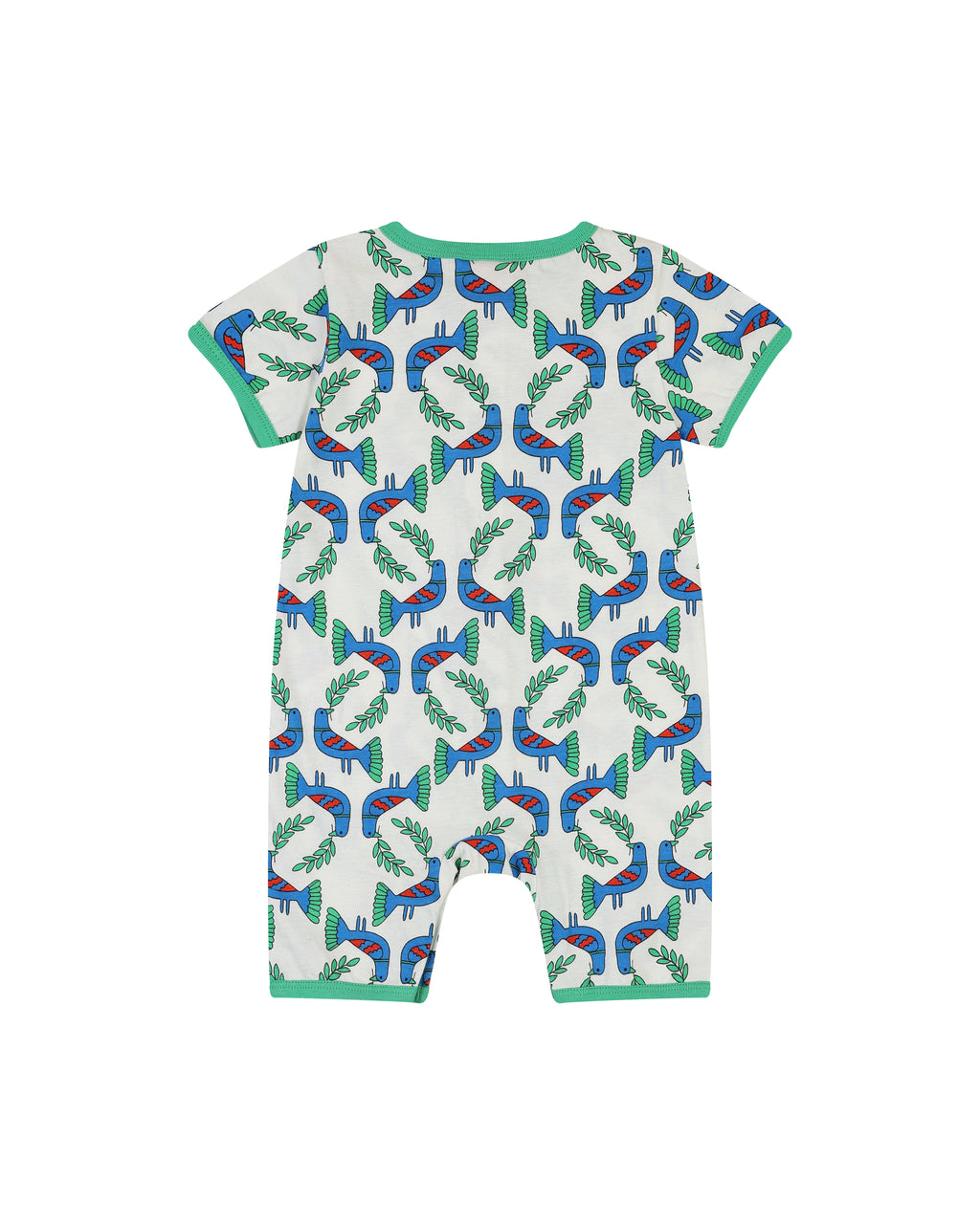 organic cotton - Nyra Short Sleeve Romper - Blue Bird - Romper - Ameelo - baby kids clothing