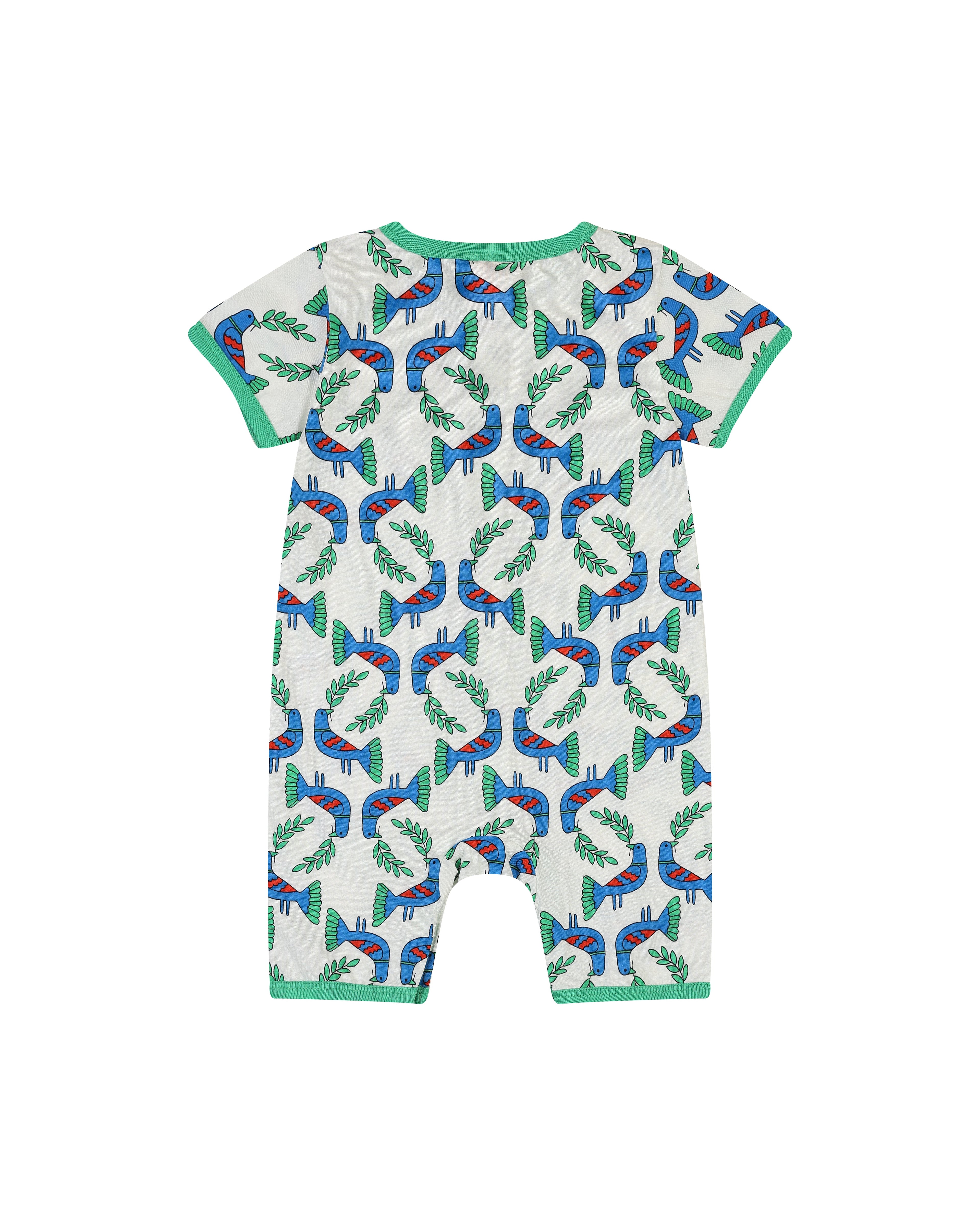 organic cotton - Nyra Short Sleeve Romper - Blue Bird - Romper - Ameelo - baby kids clothing