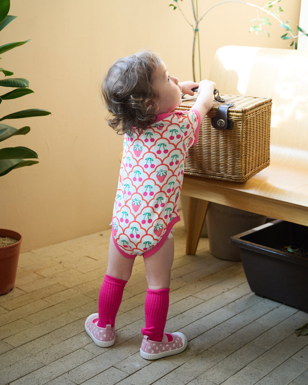 organic cotton - Rey Short Sleeve Bodysuit - Cherry Berry - Bodysuit - Ameelo - baby kids clothing