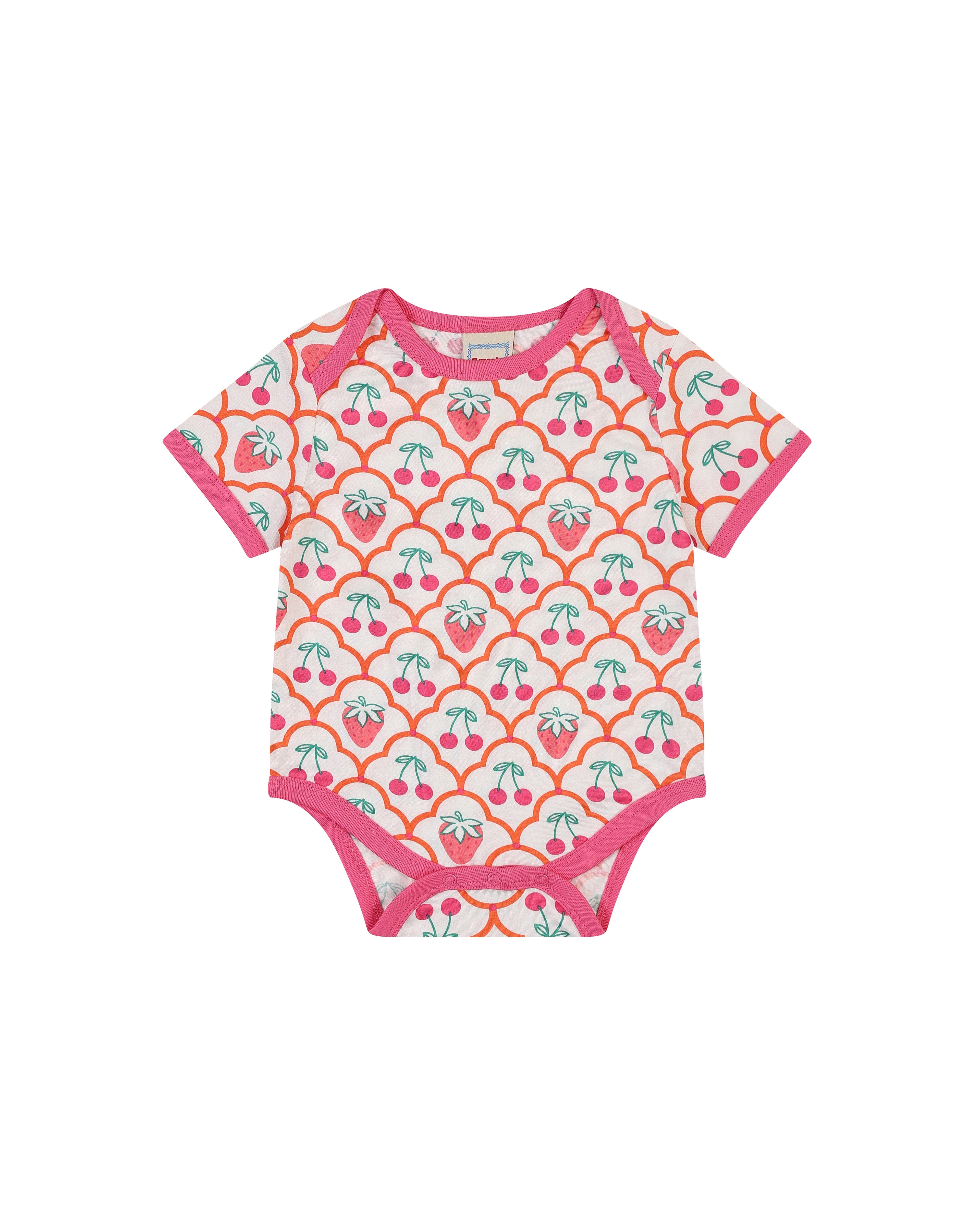 organic cotton - Rey Short Sleeve Bodysuit - Cherry Berry - Bodysuit - Ameelo - baby kids clothing