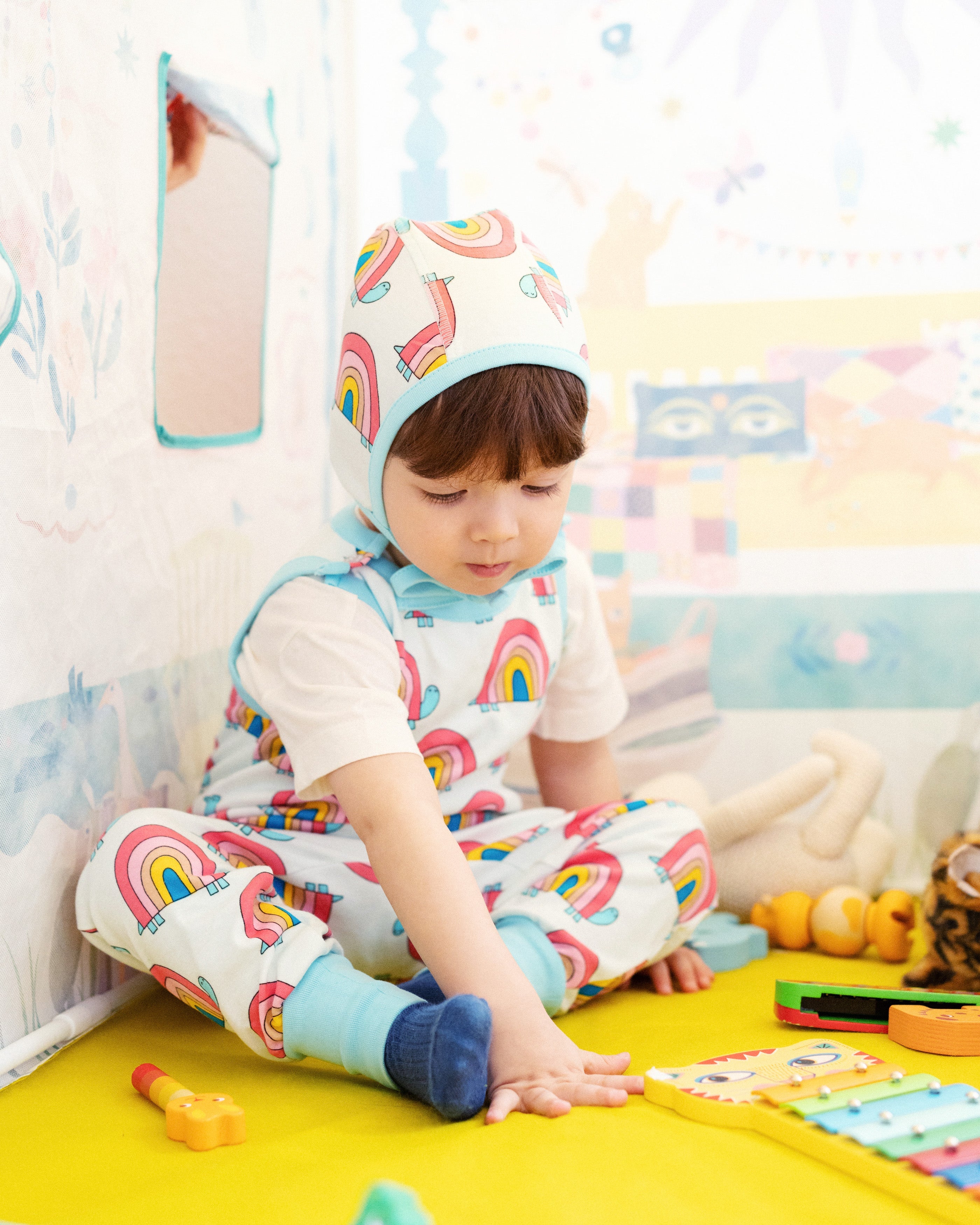 organic cotton - Parker Bonnet - Rainbow Turtle - Bonnet - Ameelo - baby kids clothing