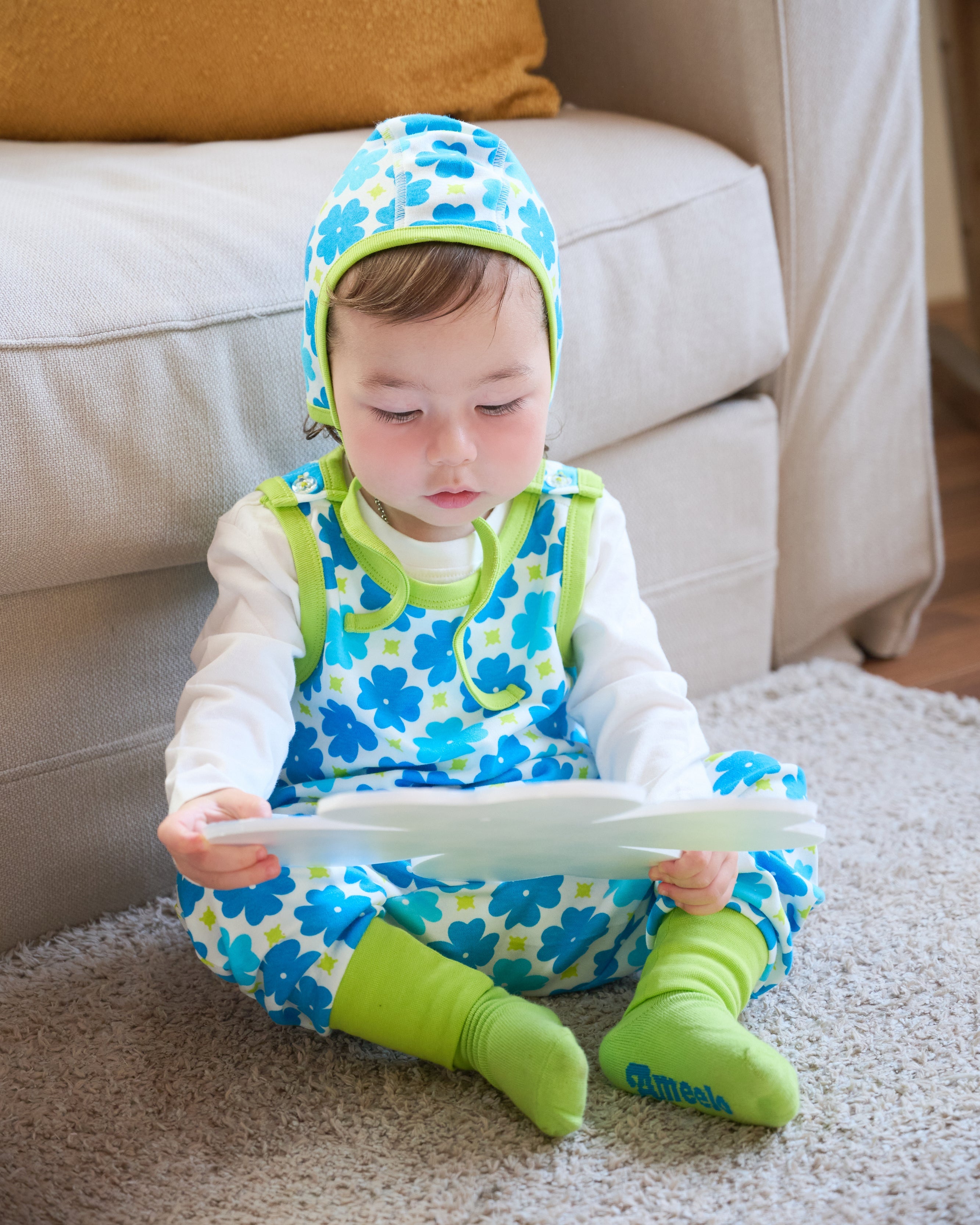 organic cotton - Rumi Dungarees - Sky Clover - Dungarees - Ameelo - baby kids clothing