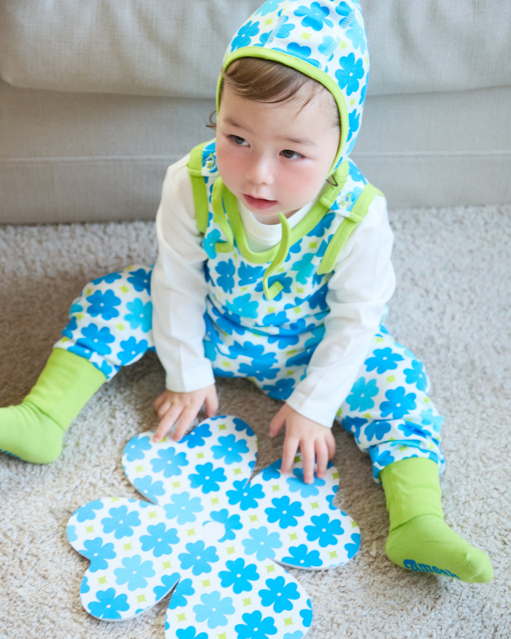organic cotton - Rumi Dungarees - Sky Clover - Dungarees - Ameelo - baby kids clothing