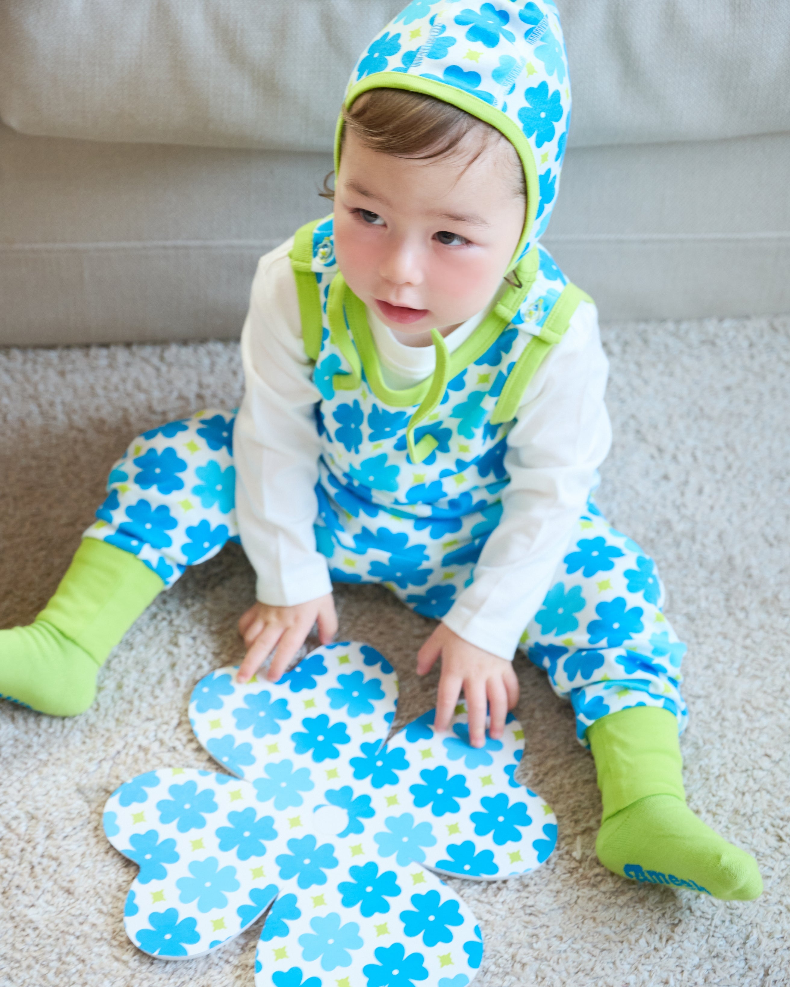 organic cotton - Rumi Dungarees - Sky Clover - Dungarees - Ameelo - baby kids clothing